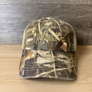 Ducks Unlimited Hat Cap Strap Back Camouflage Embroidered DU Leader Camo Mens
